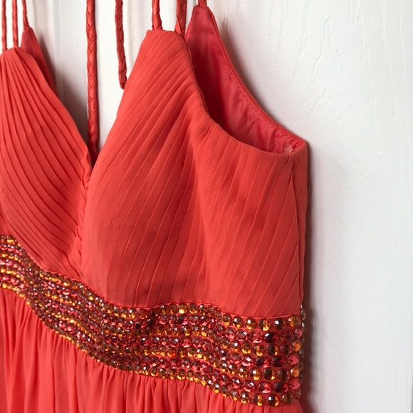 Silk Chiffon pintuck bejeweled cocktail dress SZ 6 - Picture 2 of 8